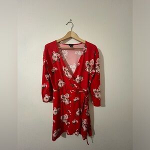 Red floral Rue 21 wrap dress